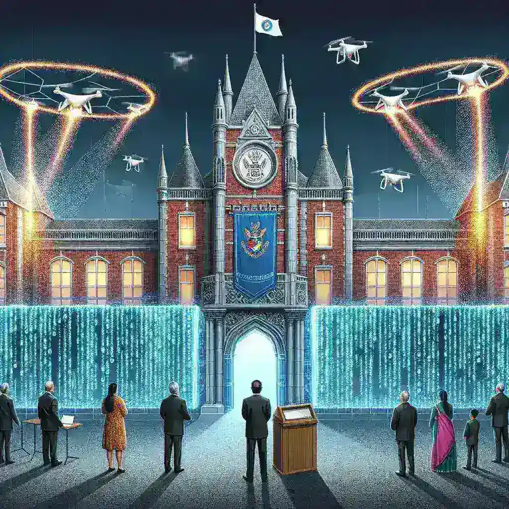 "Imagen de firewalls instalados en una institución educativa, destacando la inversión del gobierno en ciberseguridad para proteger datos de estudiantes y mejorar la infraestructura tecnológica."